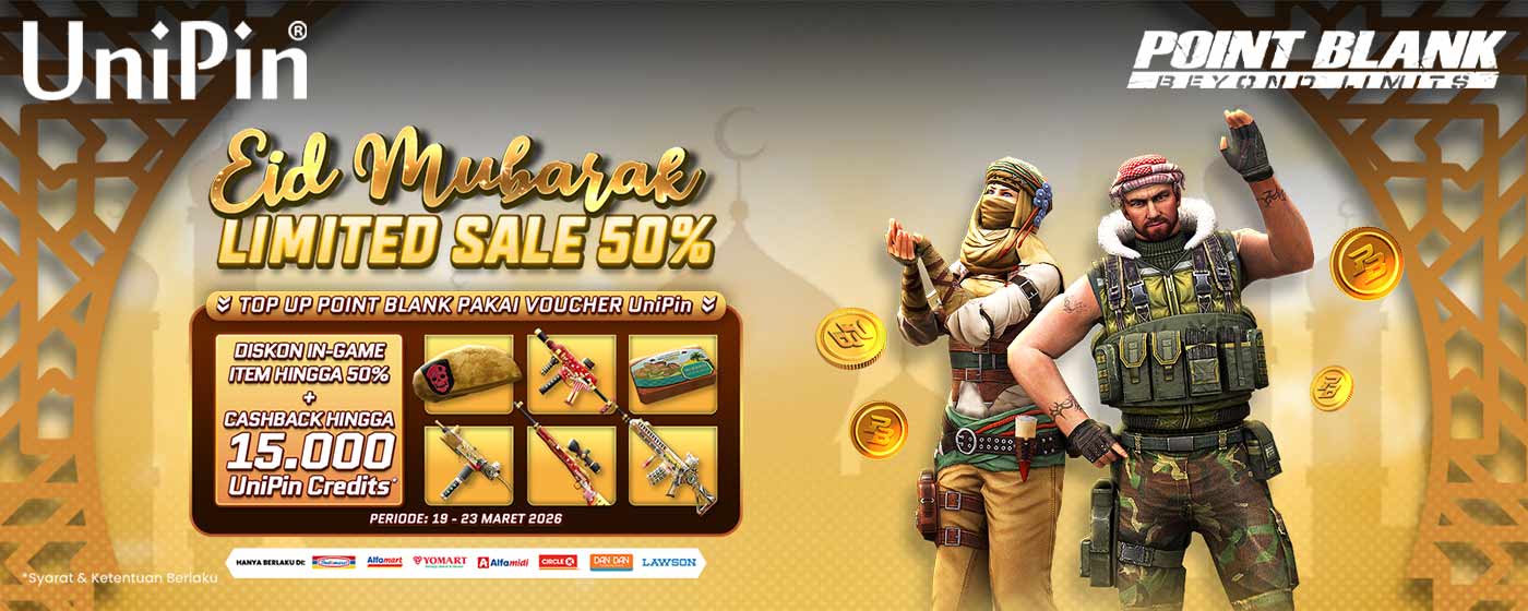 Eid Mubarak Special! Nikmati Diskon 50% Item PB + Cashback 15.000 UniPin Credits!